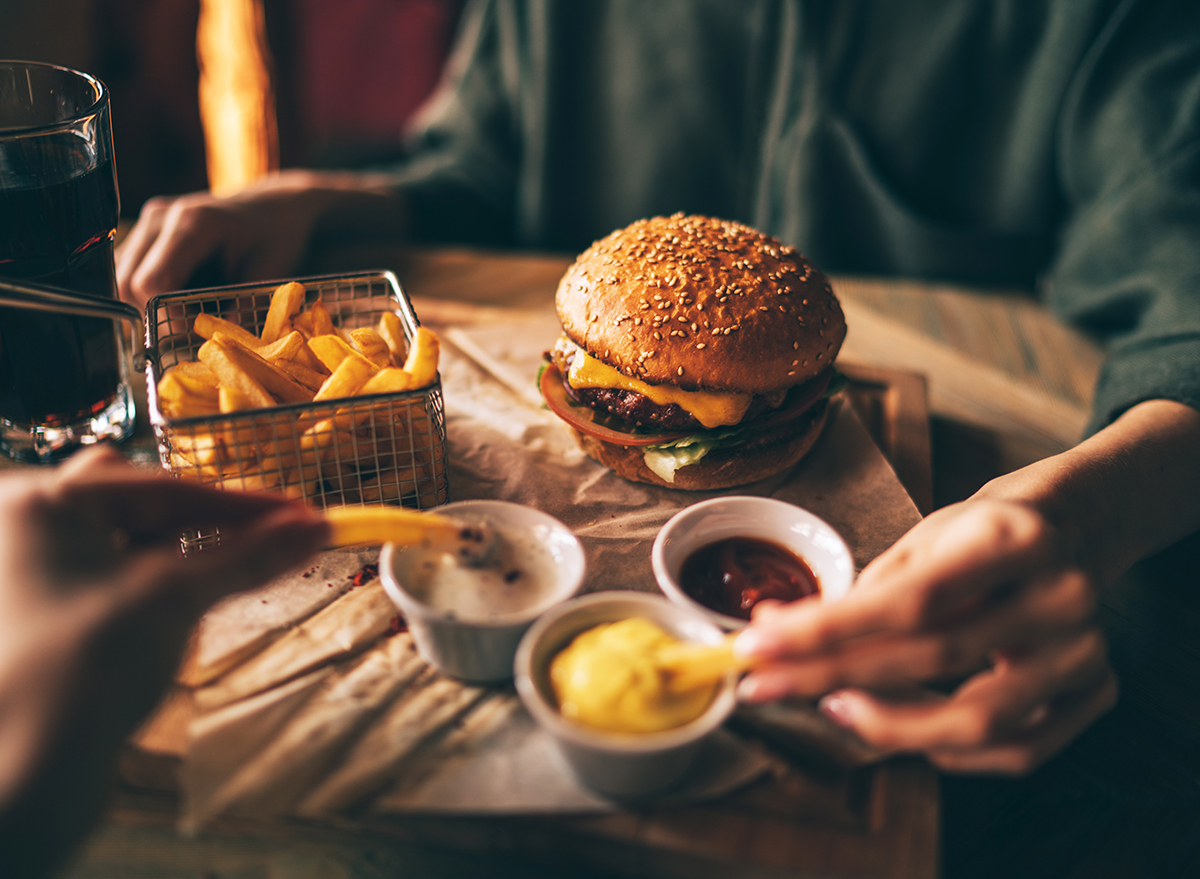 restaurant burger and fries