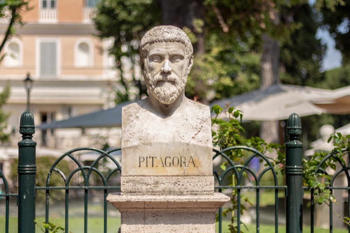 Statue of Pythagoras ( Pitagora ) in Rome, Italy