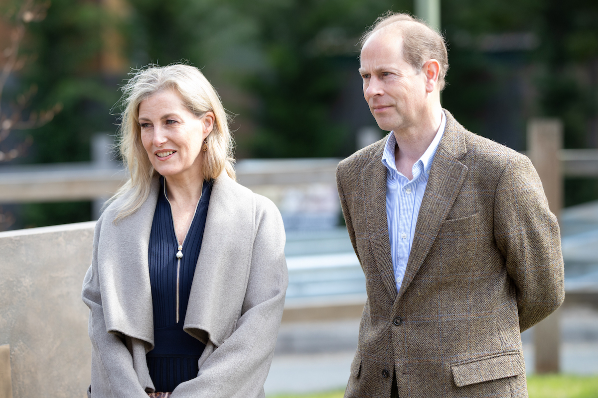 Sophie, Countess of Wessex and Prince Edward, Earl of Wessex at Frimley Park Hospital on May 12, 2021 in Camberley, England.