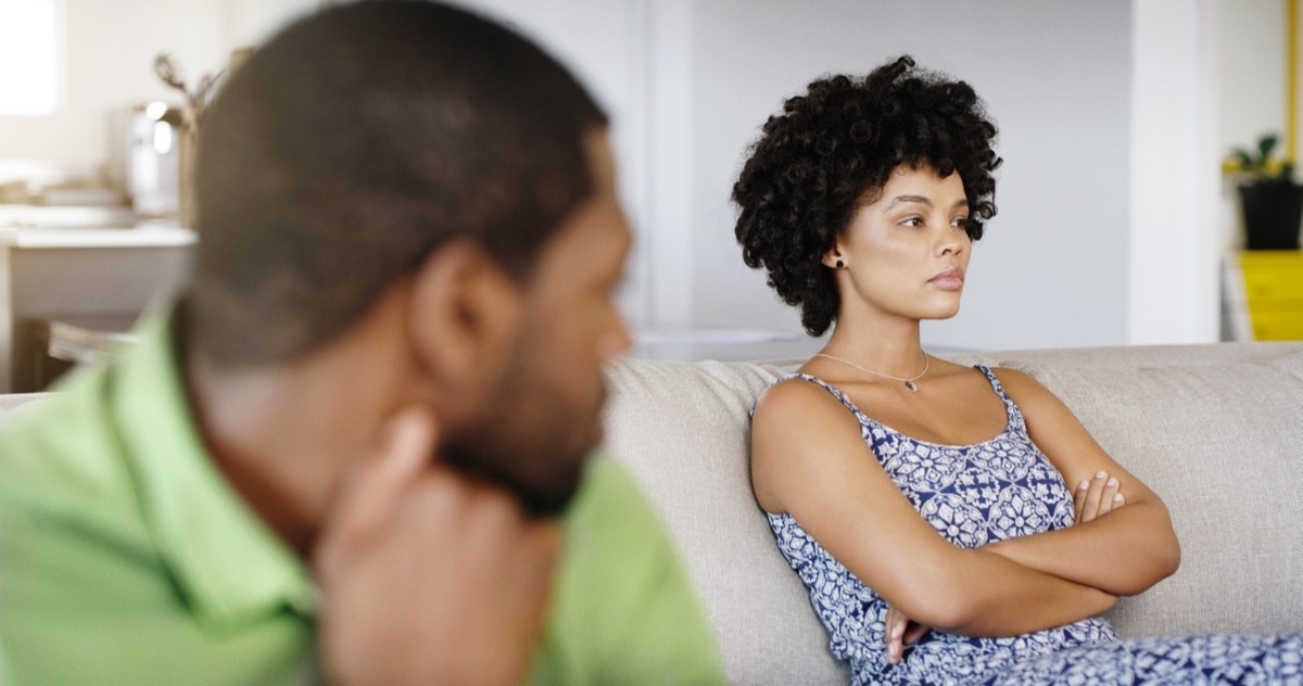 Cropped shot of a young married couple having a disagreement at home