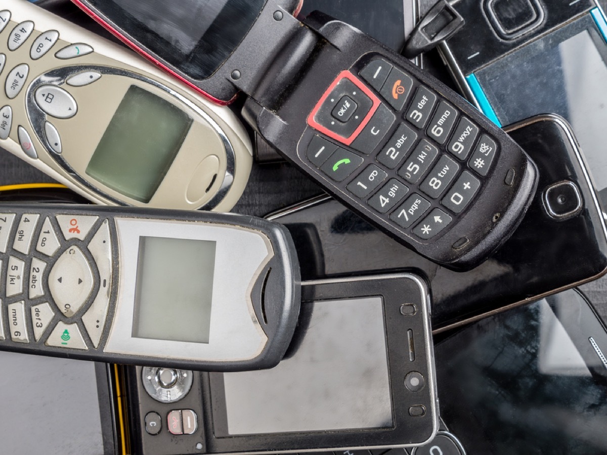 pile of outdated phones, get rid of kids stuff