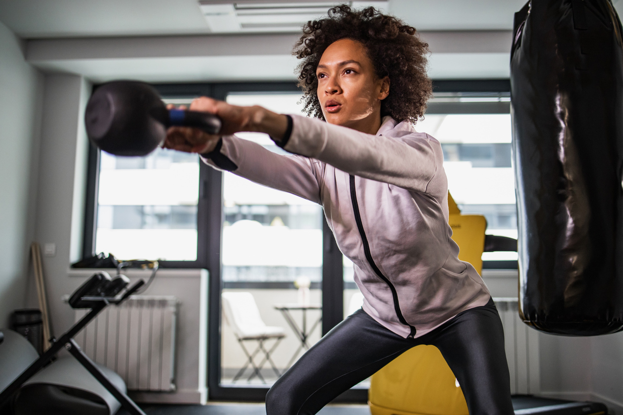 Woman doing weightlifting.