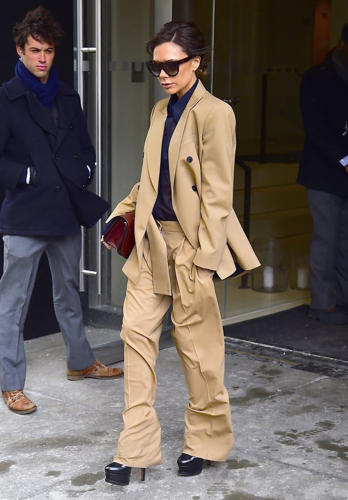 Camel suit with boxy | Victoria Beckham Style | Her Beauty