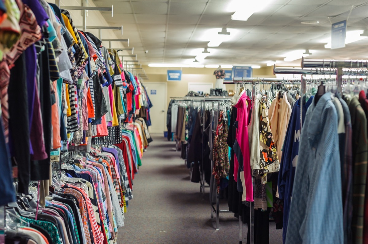 clothing racks goodwill store