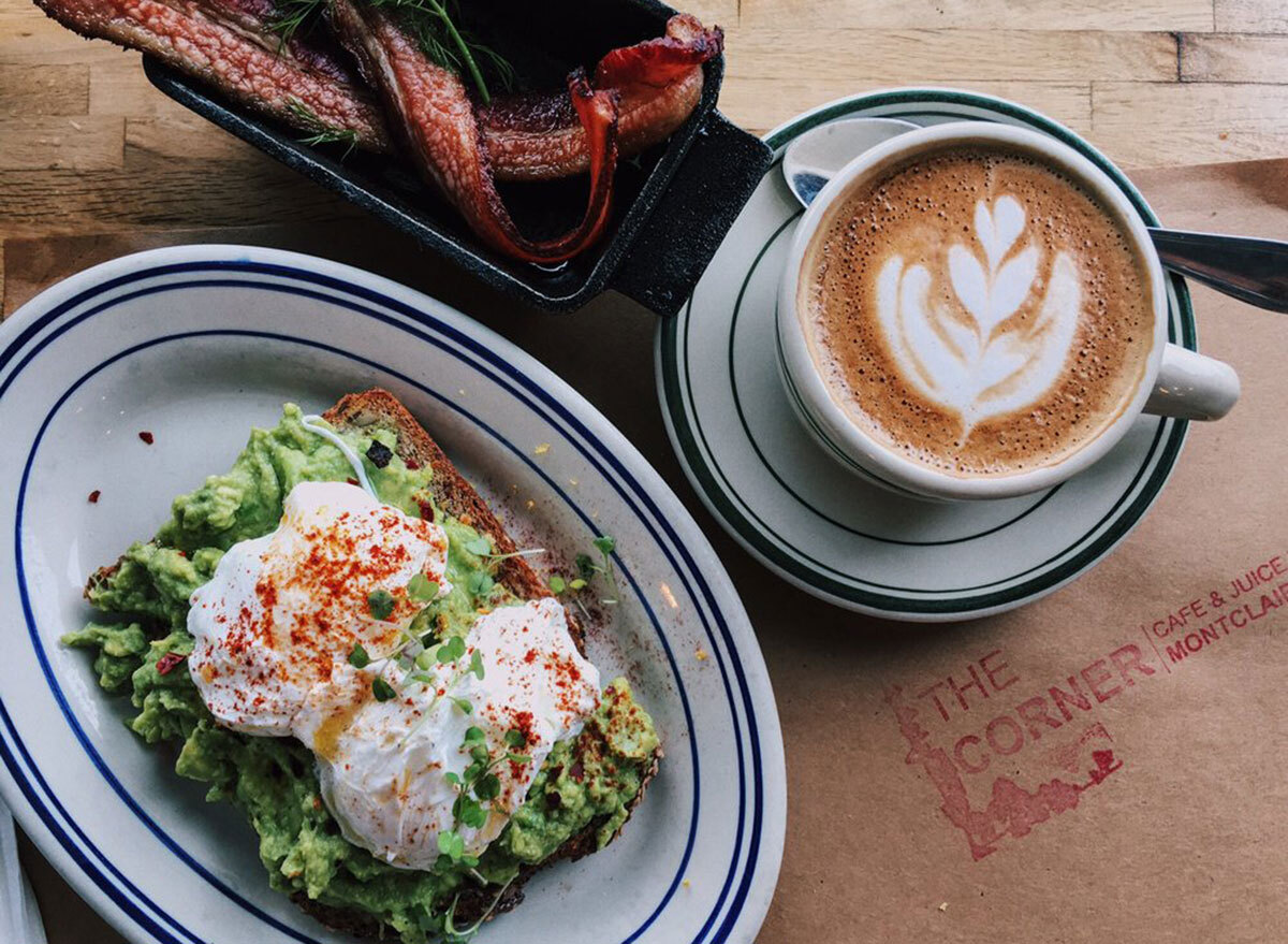 the corner coffee with avocado toast