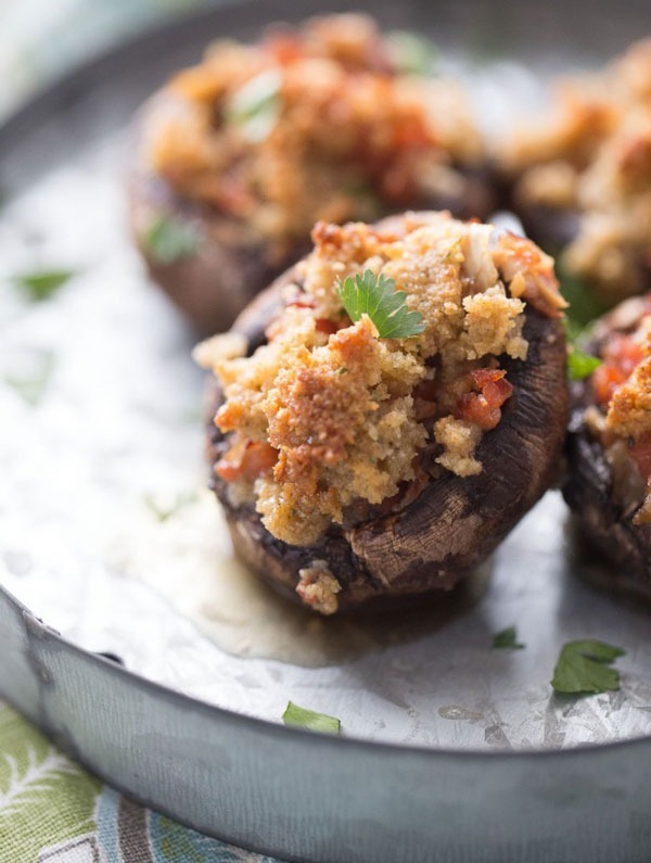 easy stuffed mushrooms with andouille