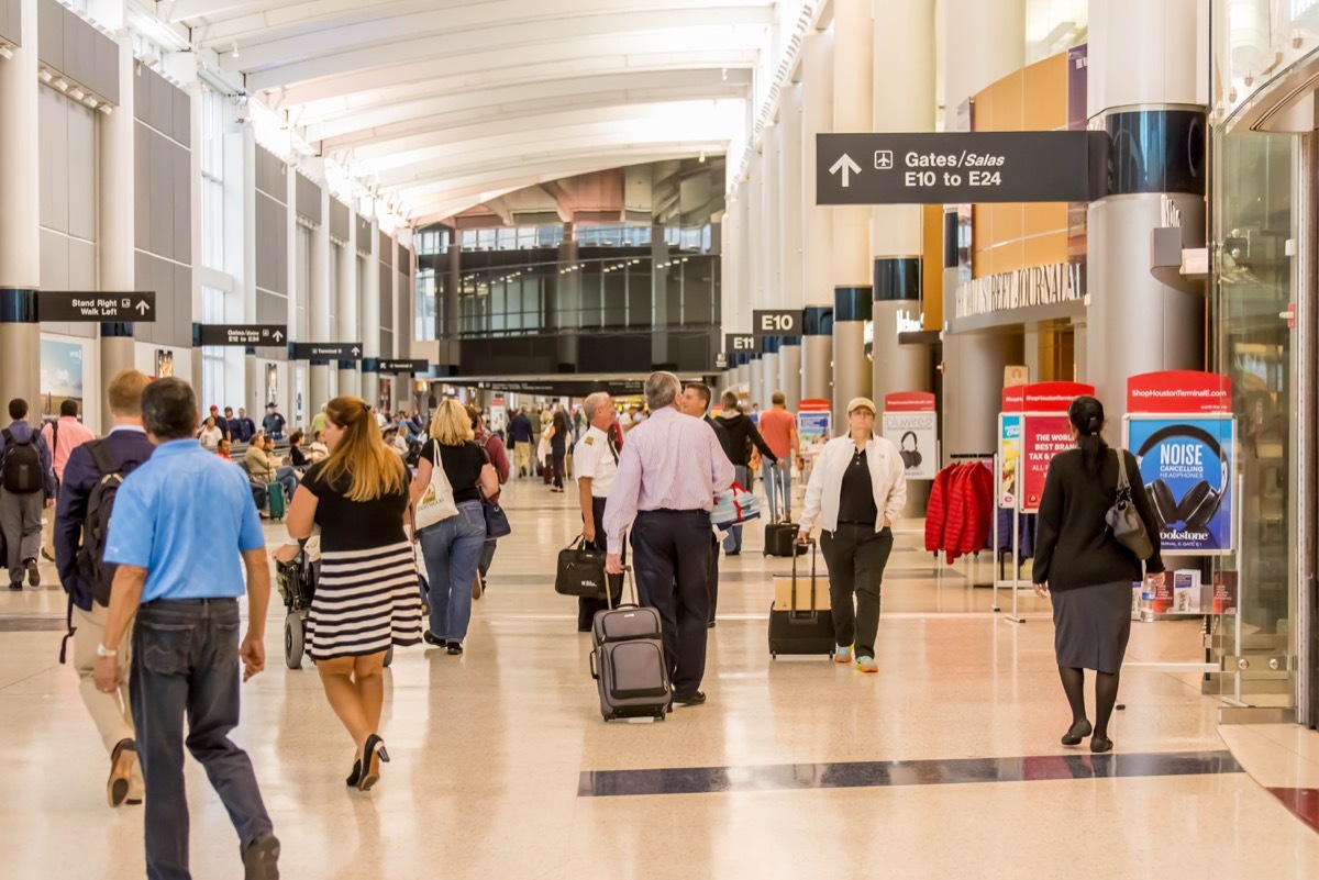 people inside the houston intl airport