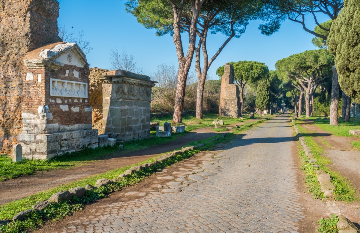 The ancient Appian Way (Appia Antica) in Rome. - Image