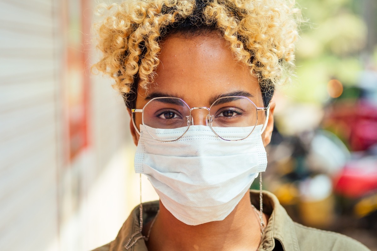 Woman wearing a mask