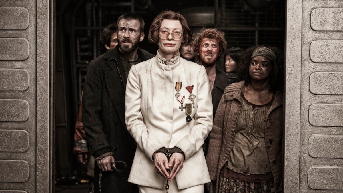 Chris Evans, Tilda Swinton, and Octavia Spencer in Snowpiercer