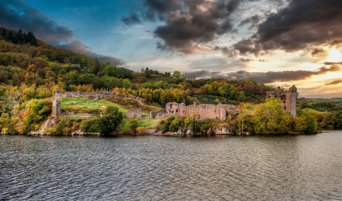 View of Urquhart Castle and Loch Ness in the Highlands of Scotland