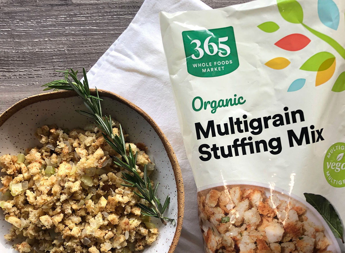 whole foods stuffing package with stuffing bowl