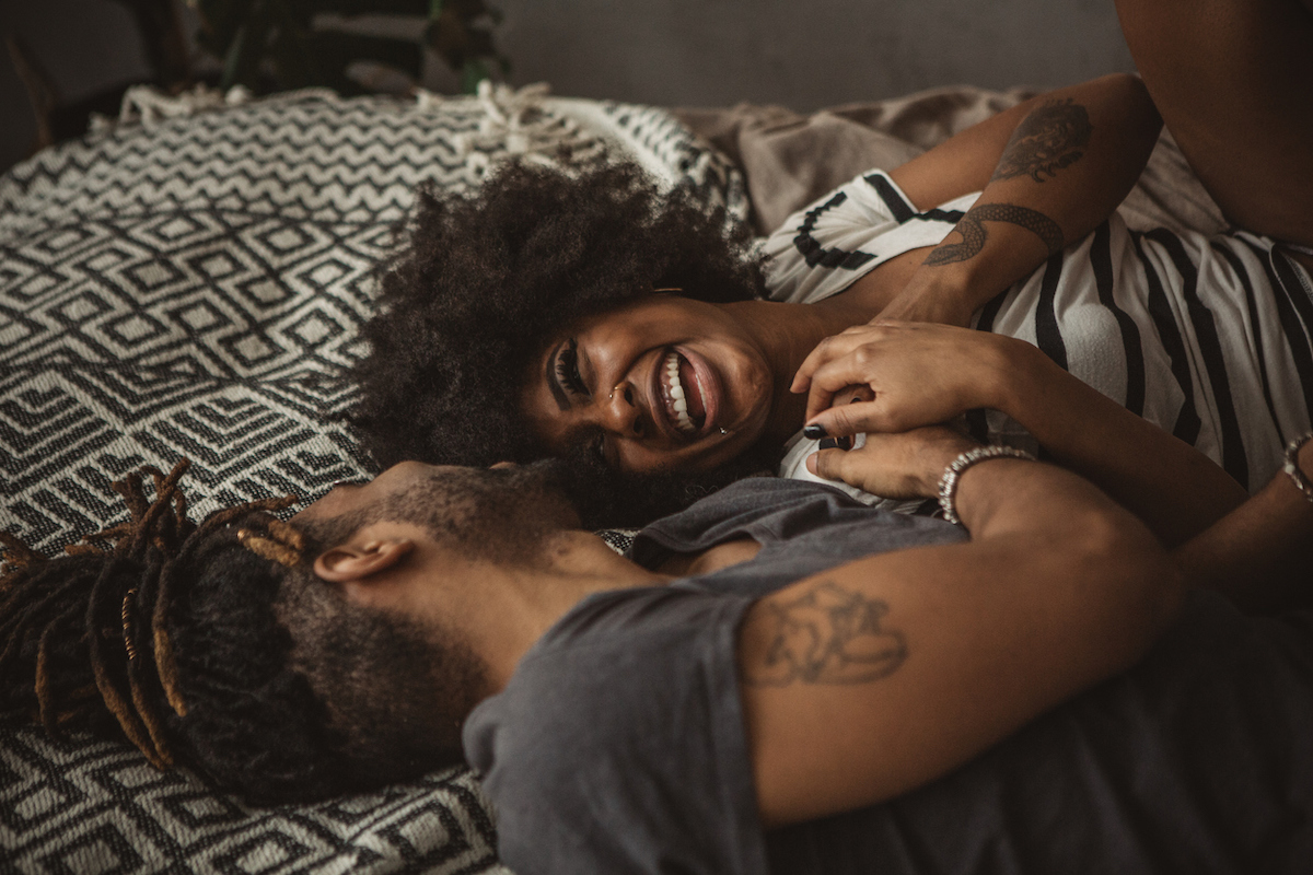 Young couple laughing and smiling together