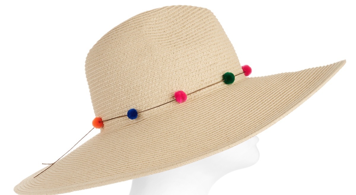 pom pom trimmed hat, cheap summer hats