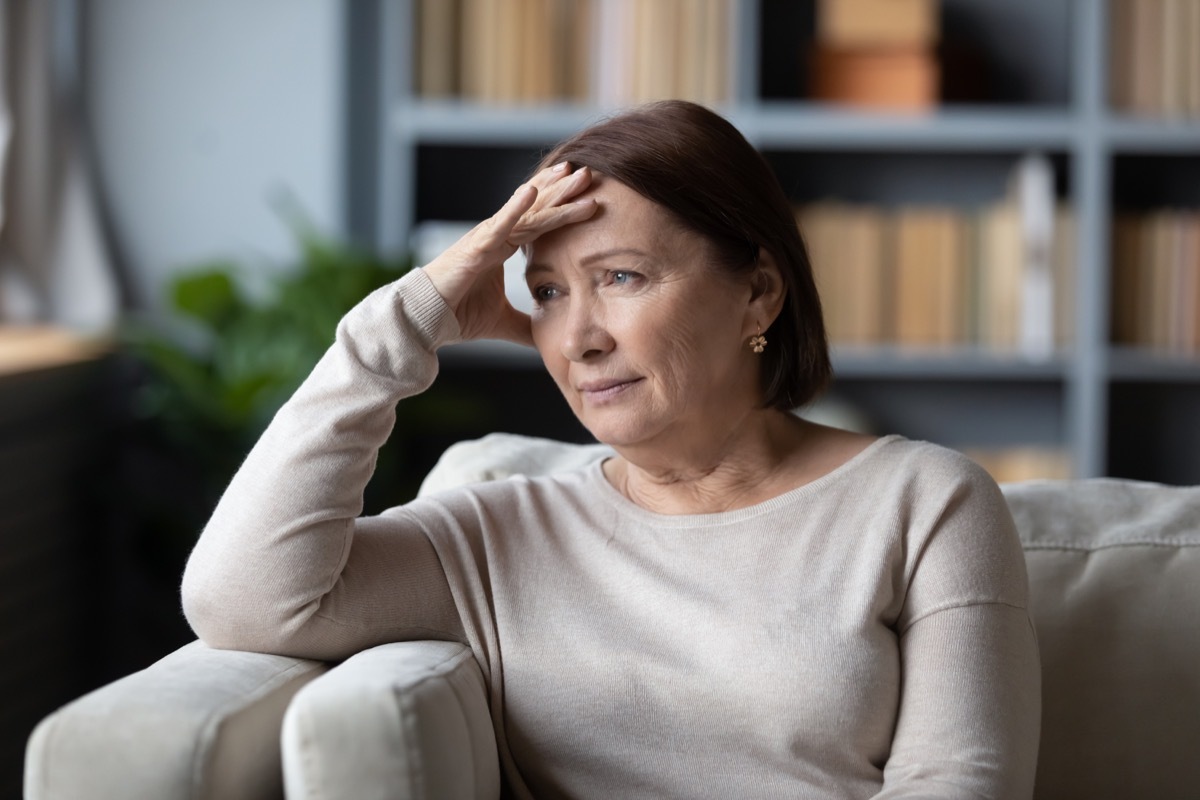 Older woman with a masked face from Parkinson's