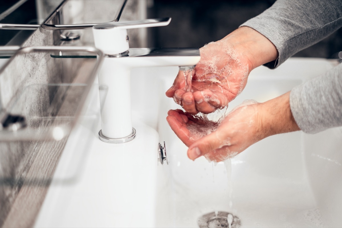 hand washing in a sink