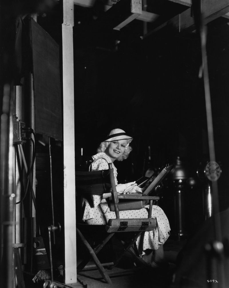 Jean Harlow on the set of 