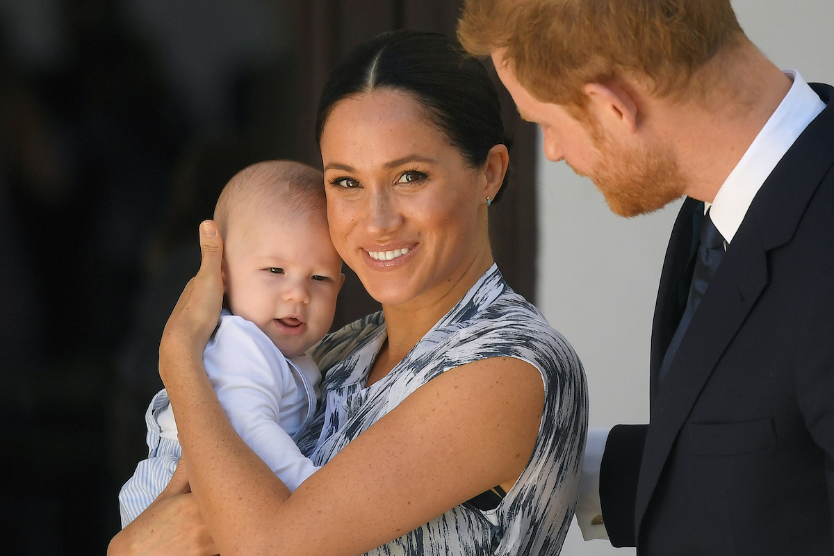 Britain's Prince Harry and his wife Meghan, Duchess of Sussex, holding their son Archie,