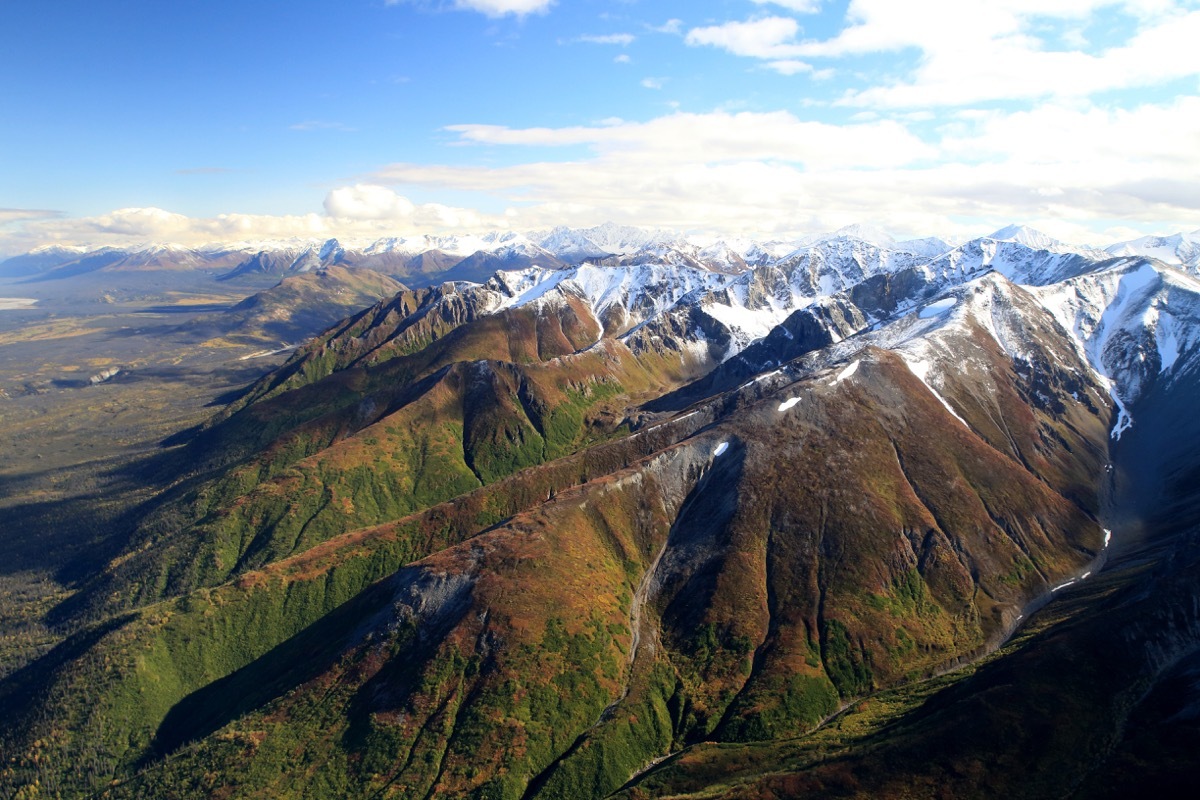 aerial view taken from the plane of st elias national park and preserve alaska