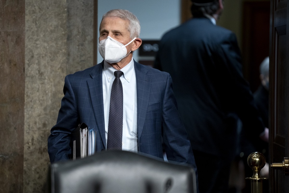 WASHINGTON, DC - JANUARY 11: Dr. Anthony Fauci, White House Chief Medical Advisor and Director of the NIAID, arrives for a Senate Health, Education, Labor, and Pensions Committee hearing on Capitol Hill on January 11, 2022 in Washington, D.C. The committee will hear testimony about the federal response to COVID-19 and new, emerging variants.