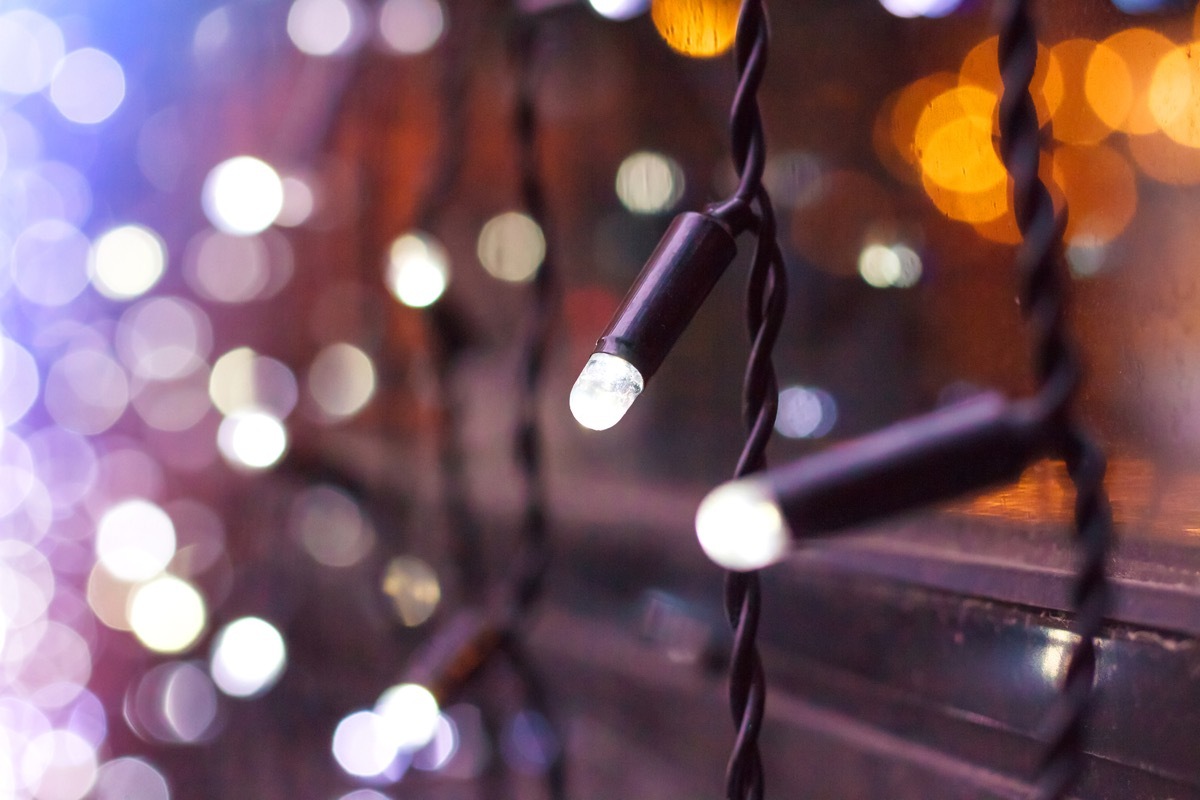 christmas lights outside on window sill