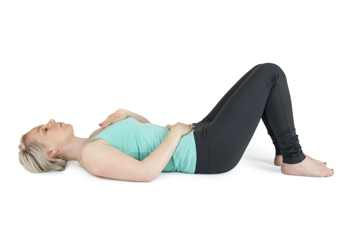 woman diaphragmatic breathing