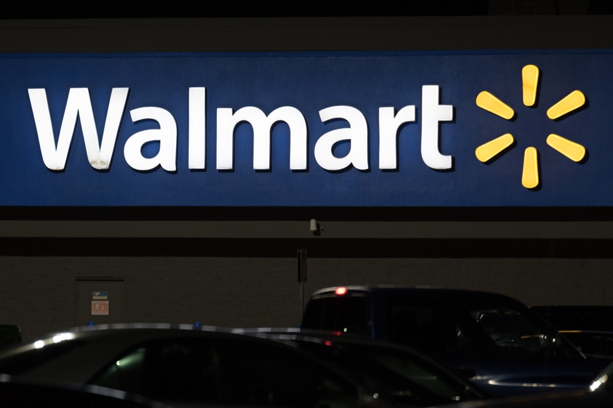 walmart storefront at night