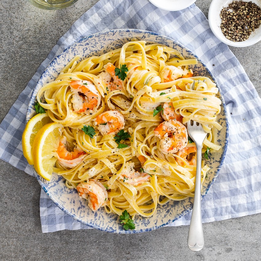 Pasta with Shrimp, Lemon, Herbs and Feta | 12 Easy But Delicious Shrimp Recipes | Her Beauty