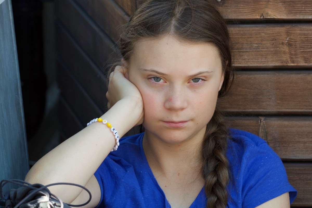 Greta Thunberg portrait looking at the camera