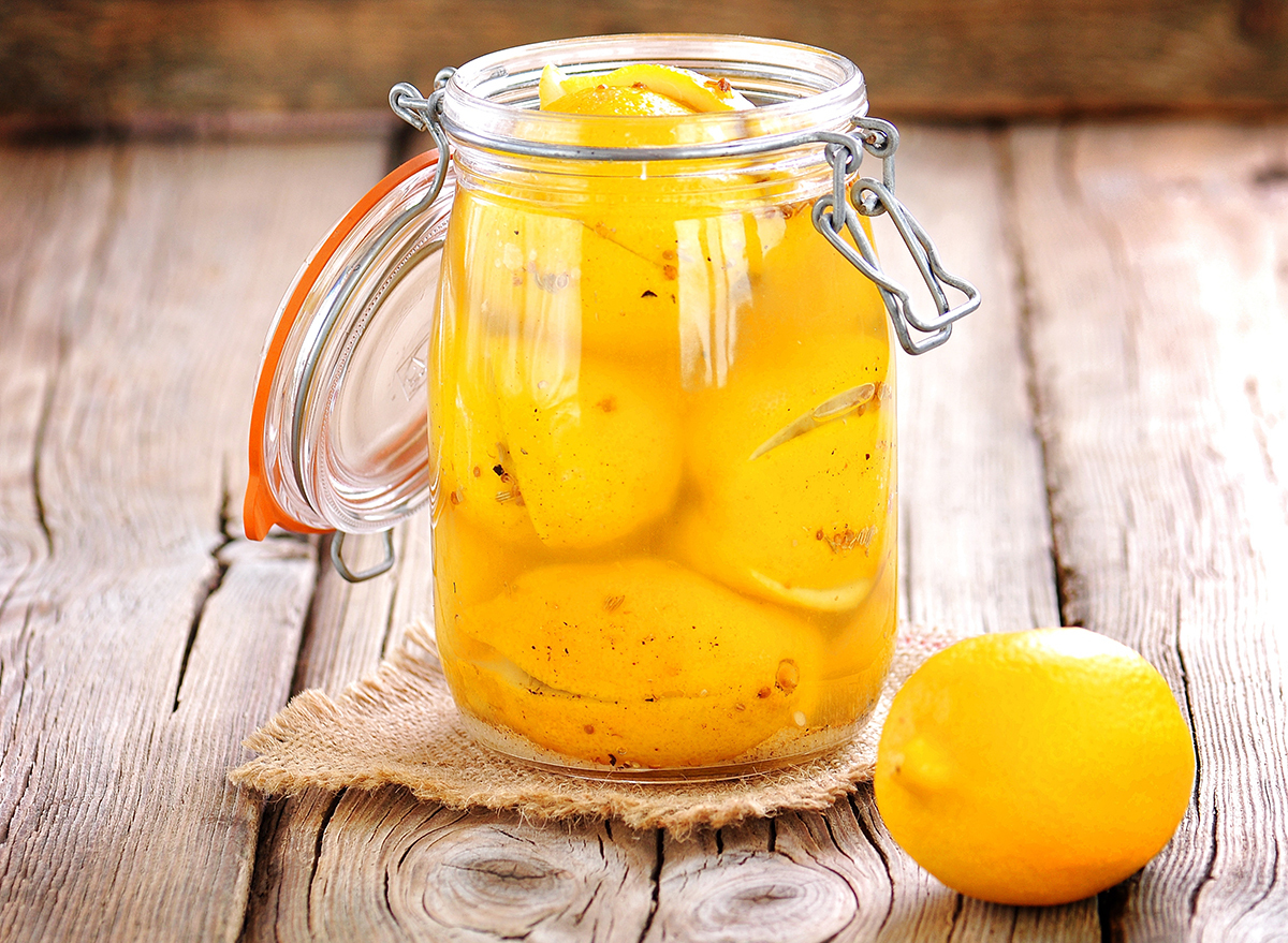 mason jar of preserved lemons