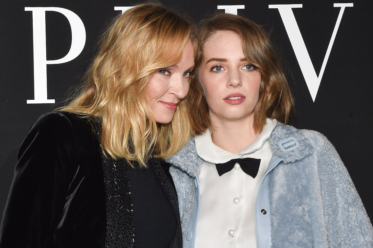 Uma Thurman and Maya Hawke at the Armani Prive Haute Couture show in January 2019