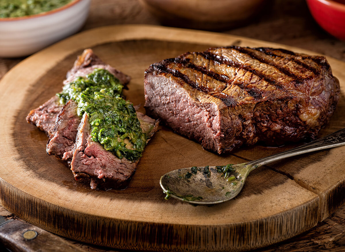 steak with chimichurri sauce