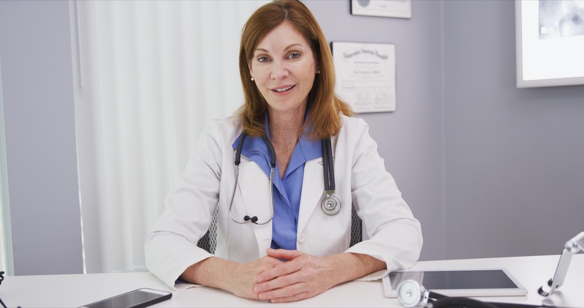 professional physician talking to camera