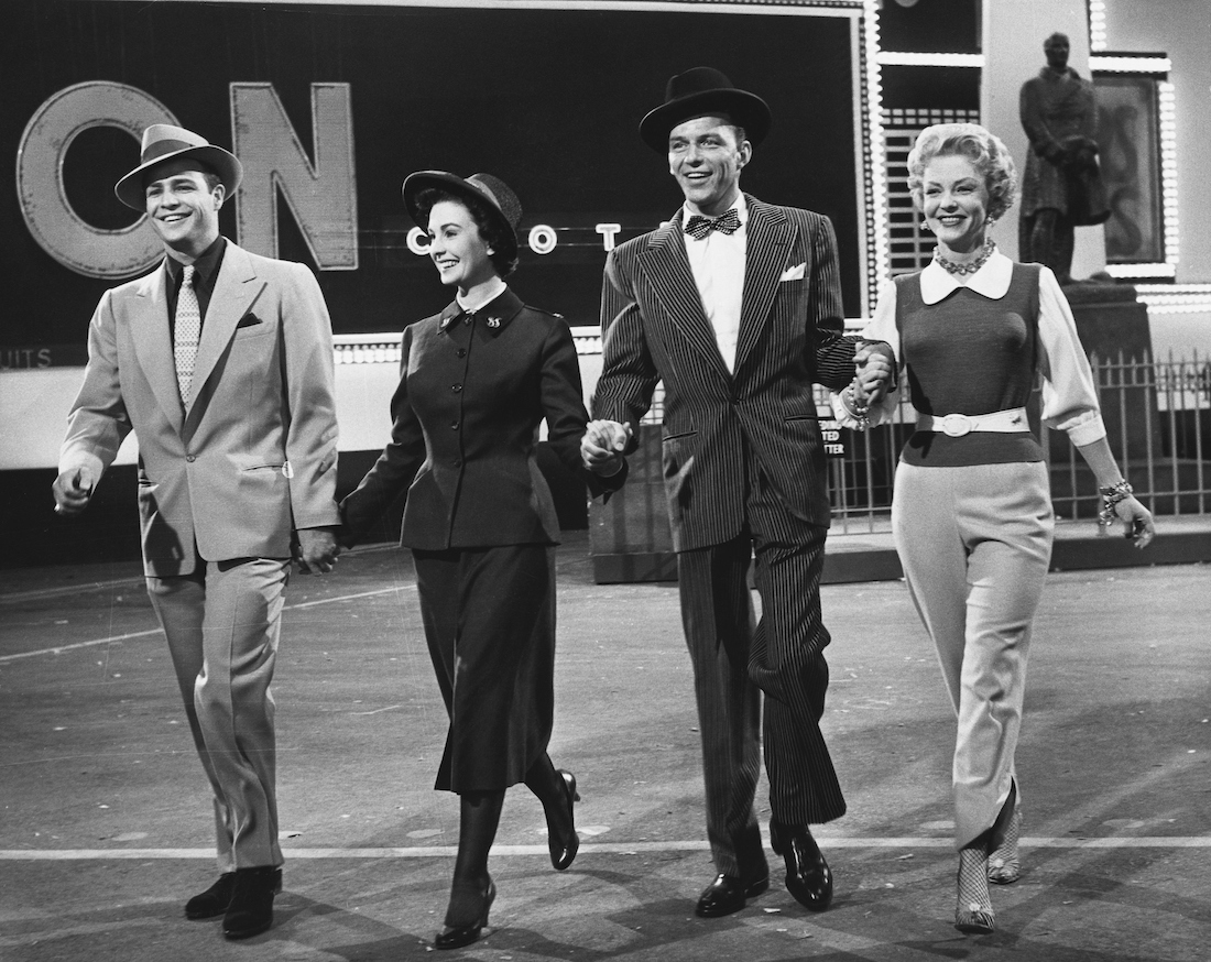 Marlon Brando, Jean Simmons, Frank Sinatra, and Vivian Blaine in 