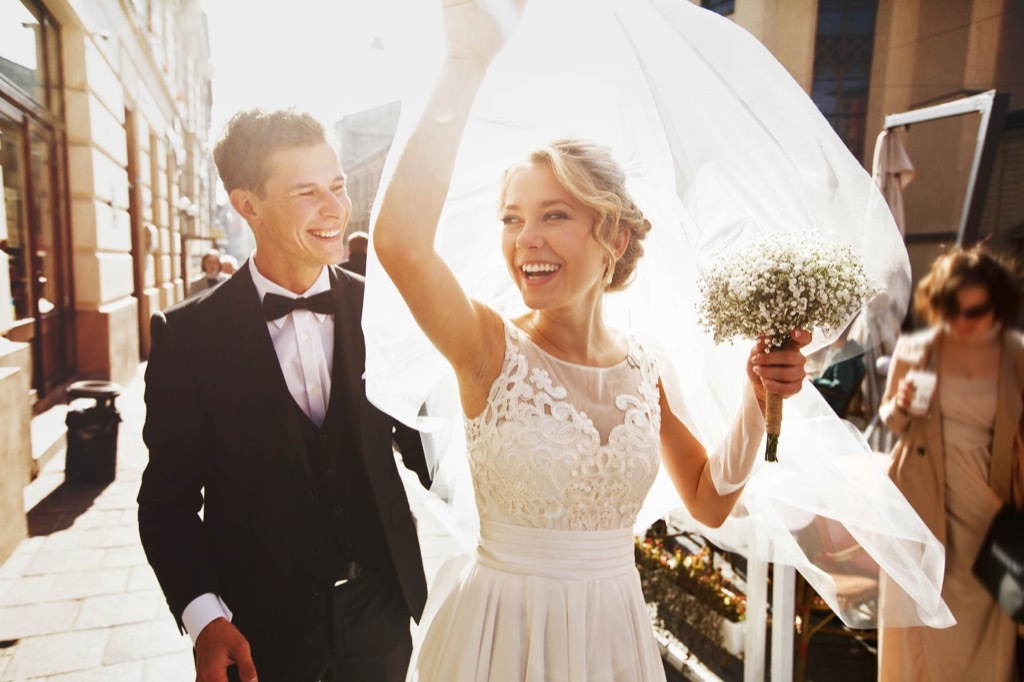 bride and groom getting married