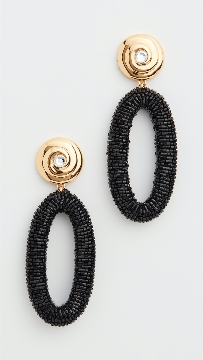 black and gold beaded drop earrings