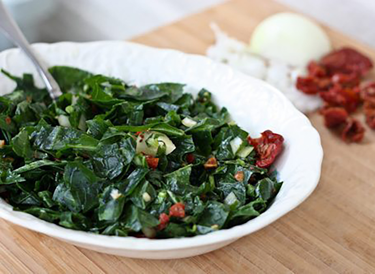 collard greens salad in bowl