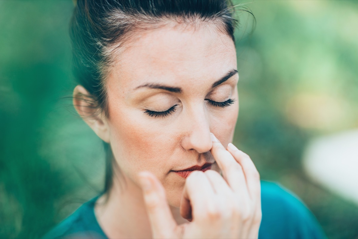 Woman Breathing Through Her Nose