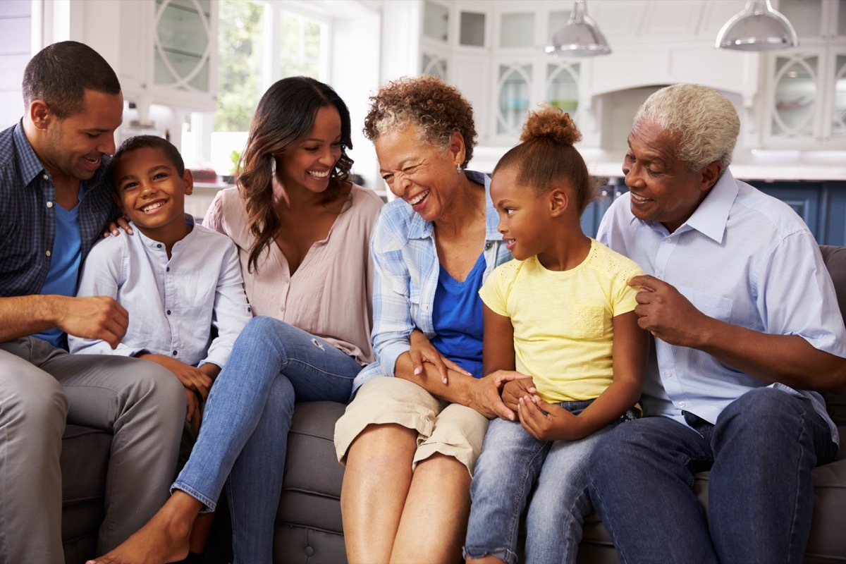 Multi generation black family at home