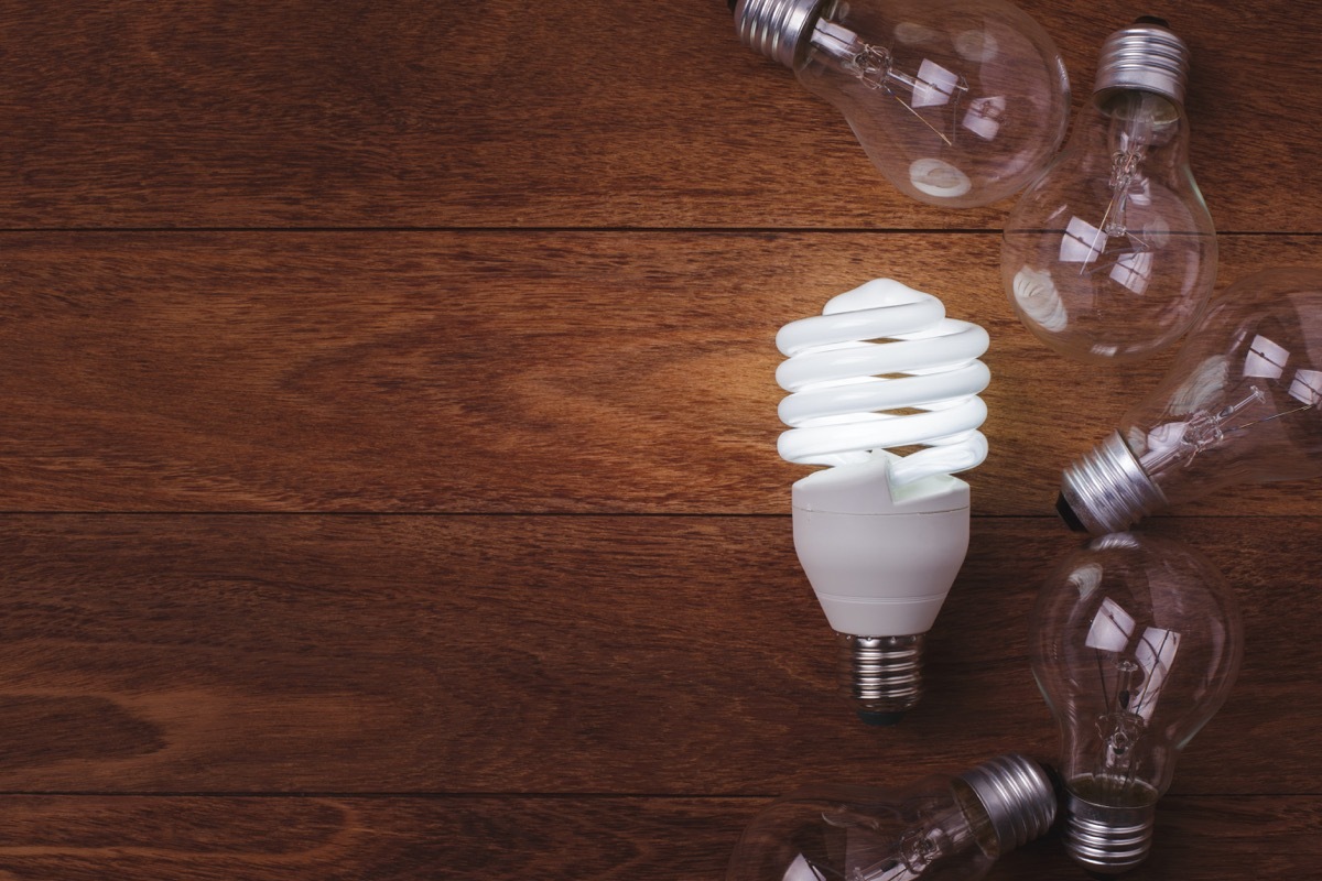 light bulbs on a wooden table