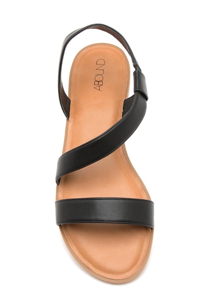 black leather strappy sandals, affordable sandals