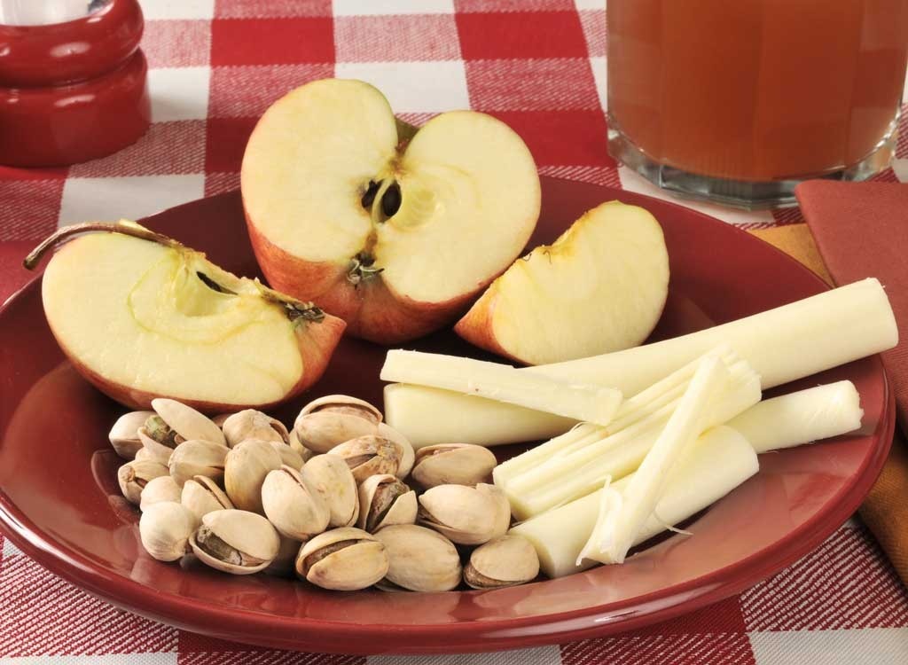 String cheese apple nuts - foods for energy