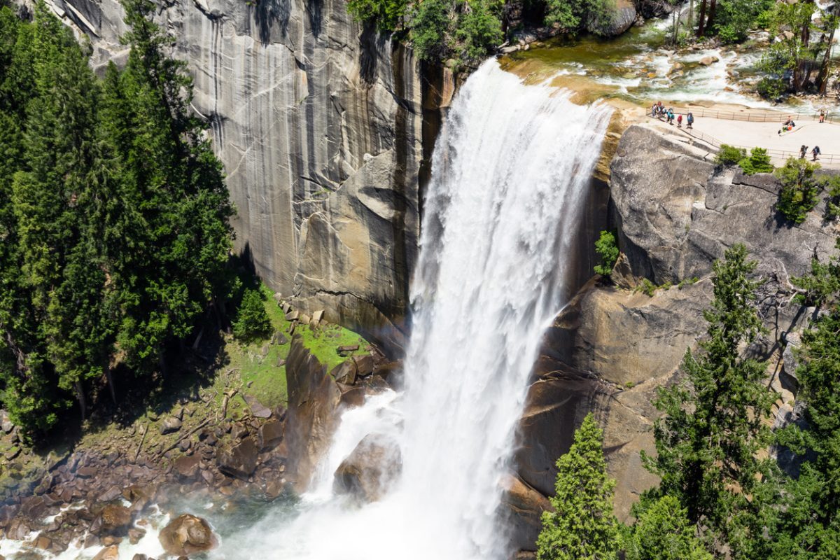 Photograph of Vernal Fall from John Muir Trail, Yosemite National Park California.