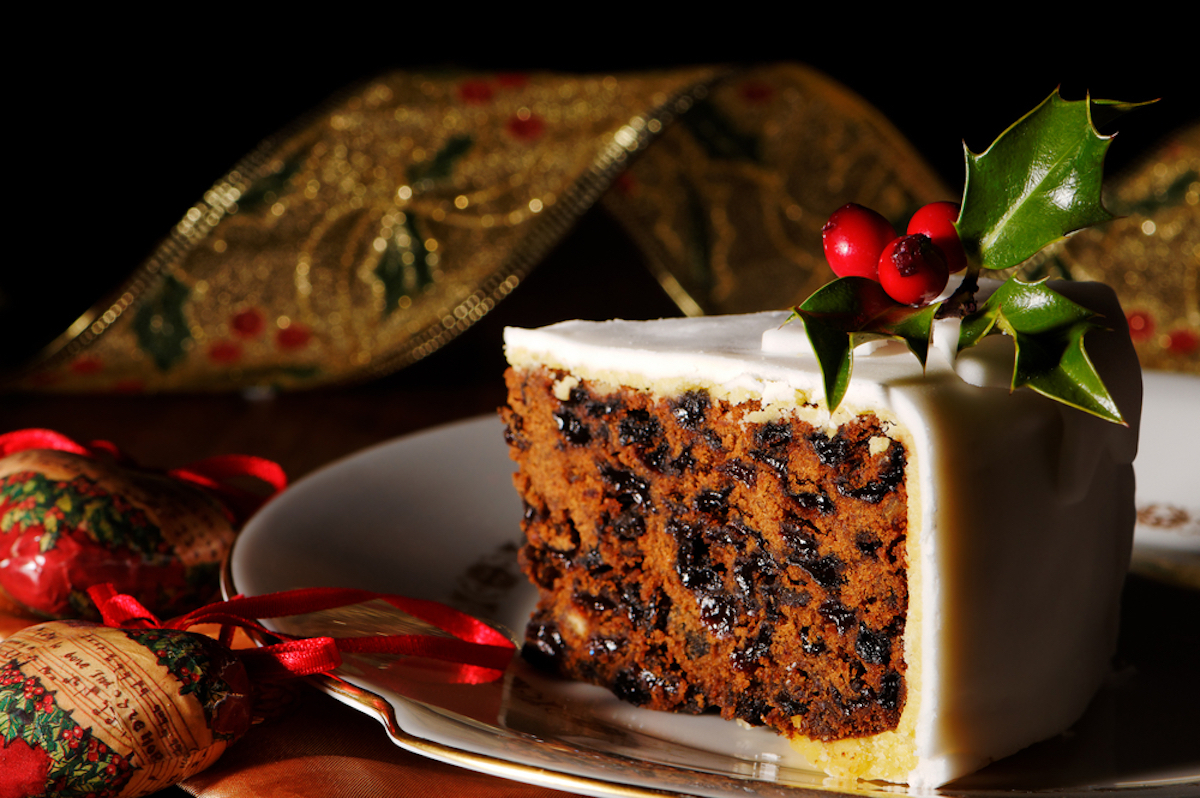 Slice of Christmas cake