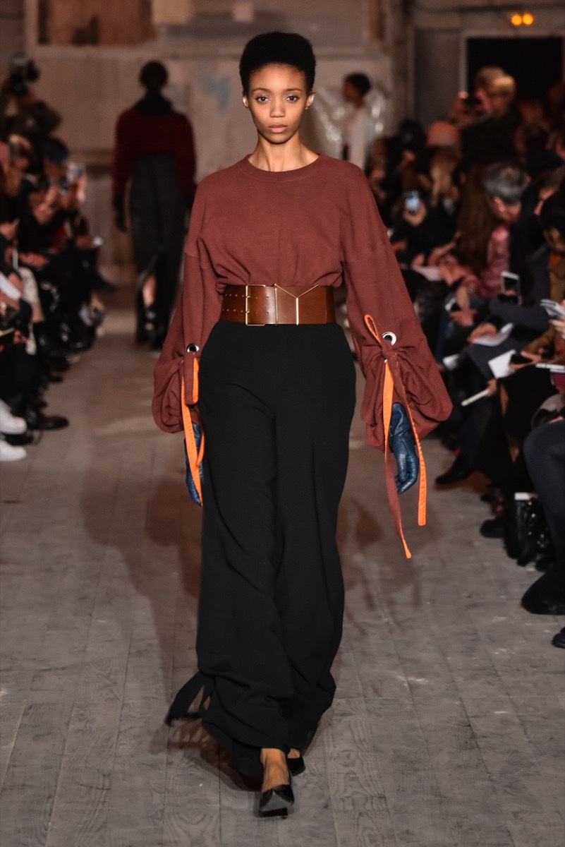 PARIS, FRANCE - MARCH 01: A model walks the runway during the Y/Project show as part of the Paris Fashion Week Womenswear Fall/Winter 2016/2017 on March 1, 2016 in Paris, France. - Image