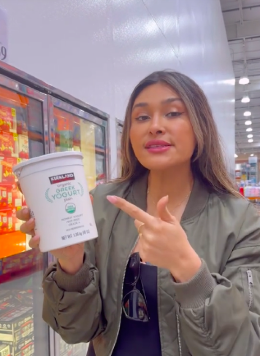 still from TikTok of Costco greek yogurt