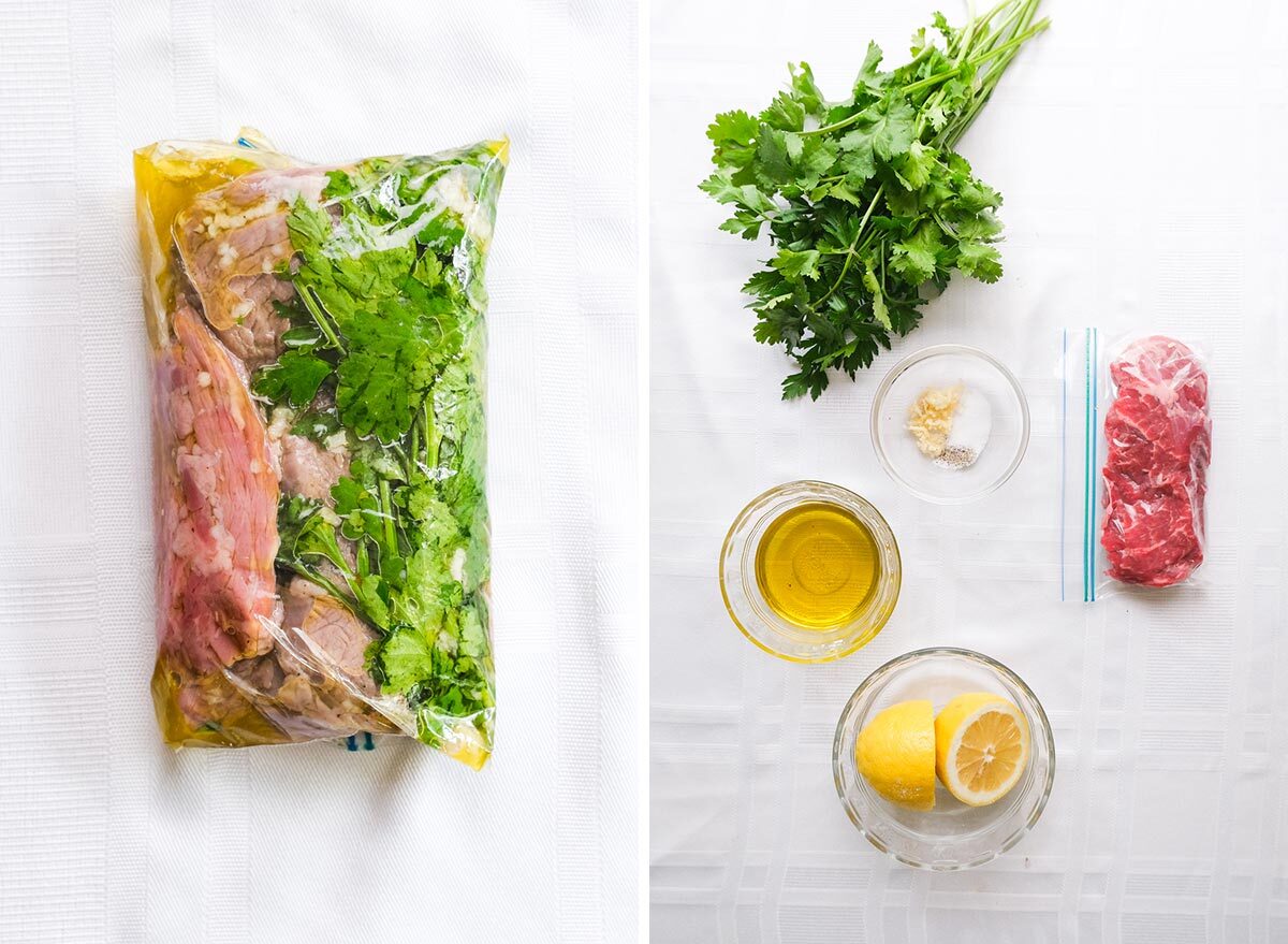 lemon herb steak marinade with ingredients