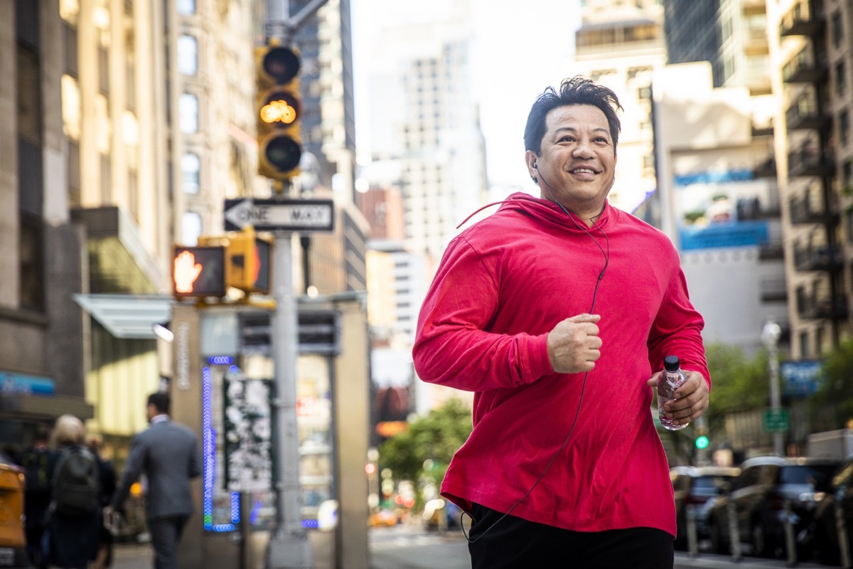 A mature hispanic man working out in New York City