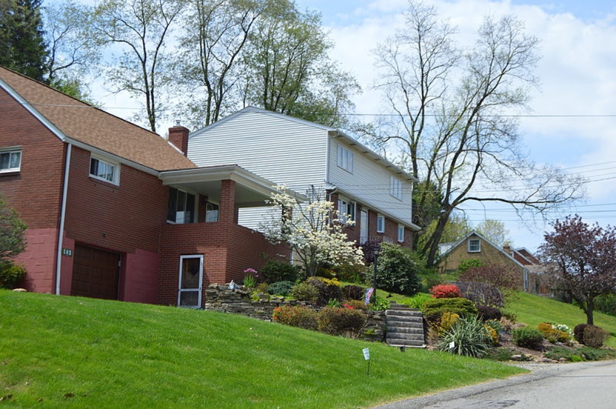 Houses on the western side of Oliver Drive north of Pennsylvania Route 48 in White Oak, Pennsylvania, United States.