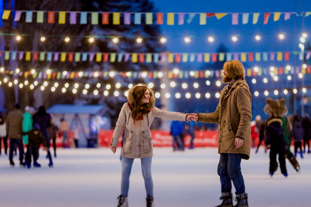 Couple ice skating